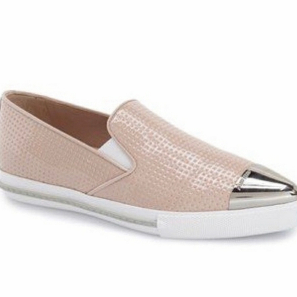 Miu Miu Blush Metal Cap Toe Patent Leather Sneaker
